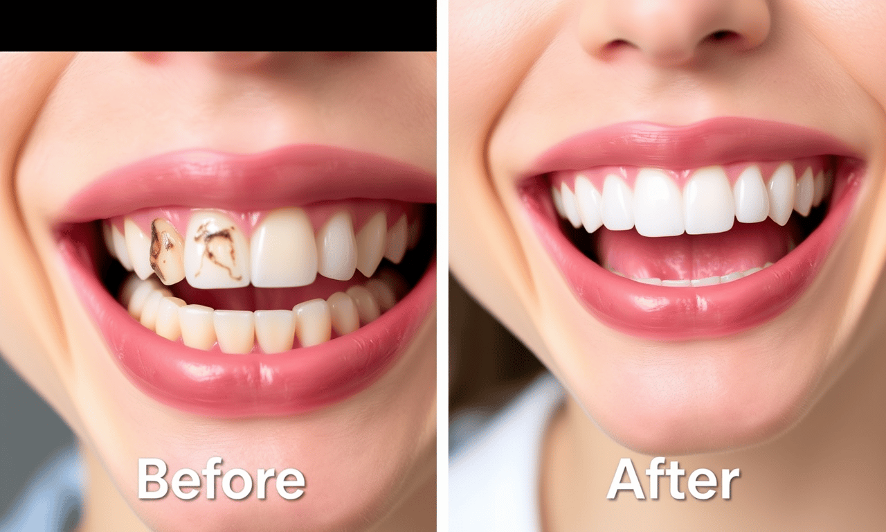 Before and after dental transformation